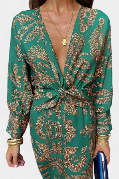 Momount dámske bodycon midi šaty – dlhý rukáv, prekrížený detail, elegantné