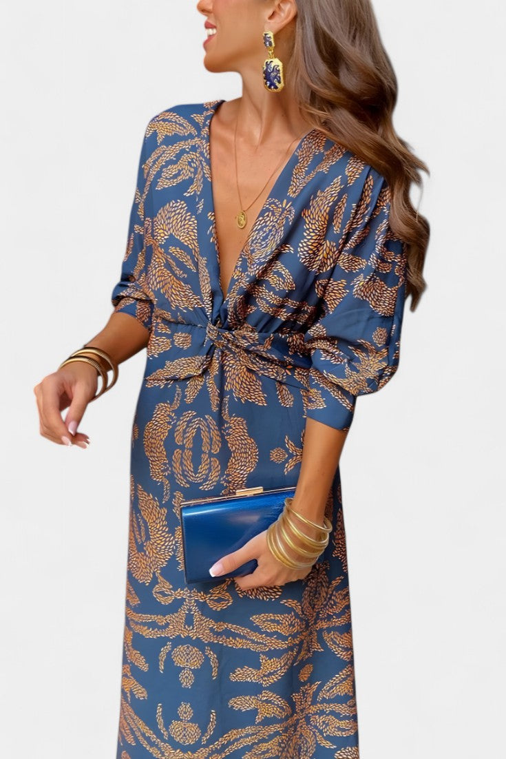 Momount dámske bodycon midi šaty – dlhý rukáv, prekrížený detail, elegantné