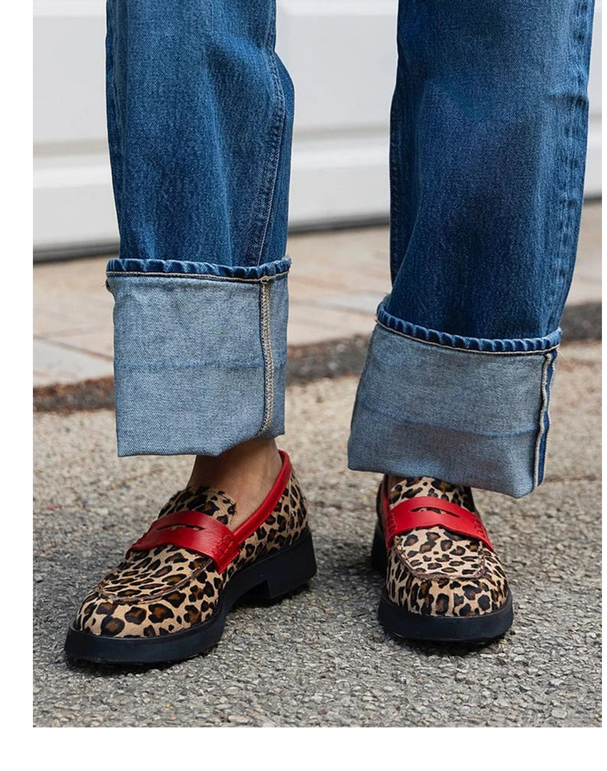 Carmela | Leopardie kožené penny mokasíny na platforme