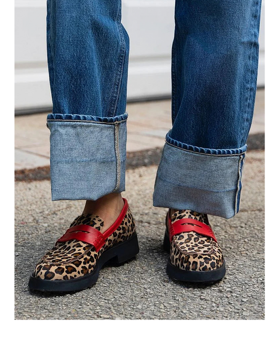 Carmela | Leopardie kožené penny mokasíny na platforme