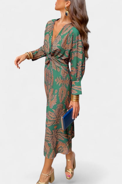 Momount dámske bodycon midi šaty – dlhý rukáv, prekrížený detail, elegantné