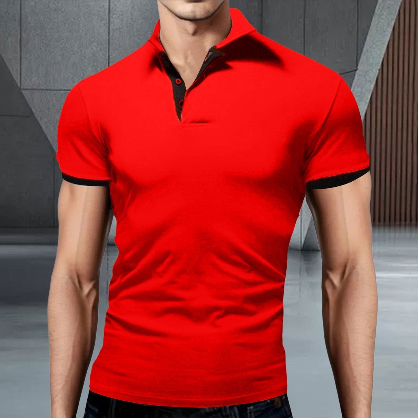 Momount pánska polokošeľa – stojačik, kontrastné lemovanie, slim fit
