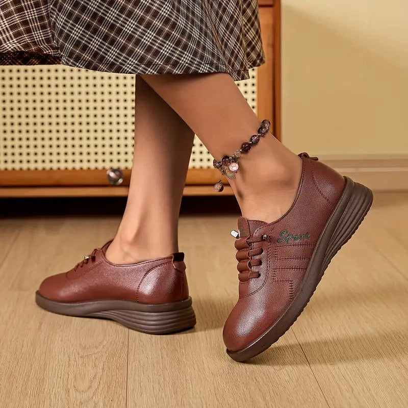 Momount dámske šnurovacie mokasíny – kožené, okrúhla špička, flatform, pohodlné a ležérne