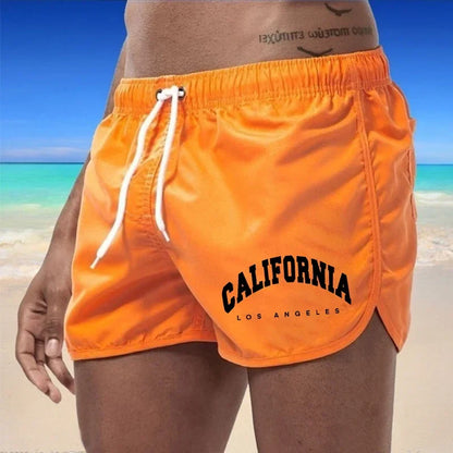 Momount pánske plavkové šortky – potlač California, šnúrka, rýchloschnúce, na pláž