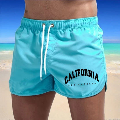 Momount pánske plavkové šortky – potlač California, šnúrka, rýchloschnúce, na pláž