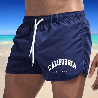 Momount pánske plavkové šortky – potlač California, šnúrka, rýchloschnúce, na pláž