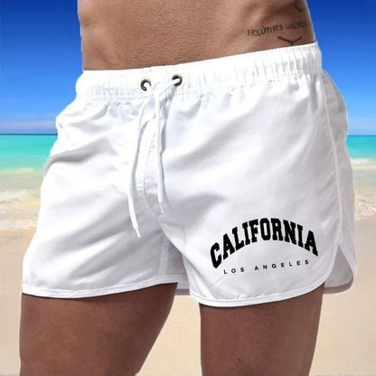 Momount pánske plavkové šortky – potlač California, šnúrka, rýchloschnúce, na pláž