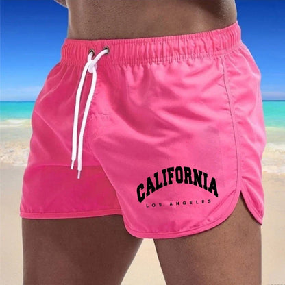 Momount pánske plavkové šortky – potlač California, šnúrka, rýchloschnúce, na pláž