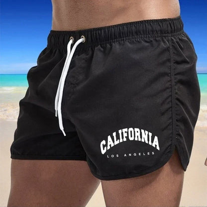 Momount pánske plavkové šortky – potlač California, šnúrka, rýchloschnúce, na pláž