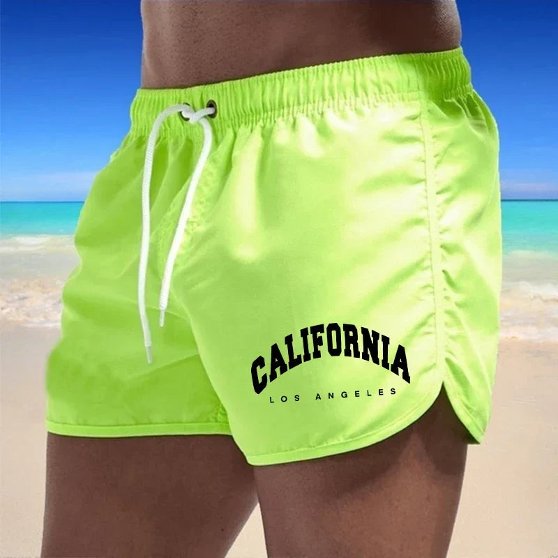 Momount pánske plavkové šortky – potlač California, šnúrka, rýchloschnúce, na pláž