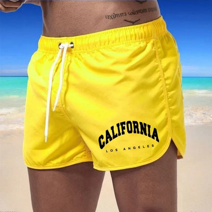 Momount pánske plavkové šortky – potlač California, šnúrka, rýchloschnúce, na pláž