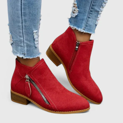 Theodora | Vintage denimové členkové čižmy so zipsom