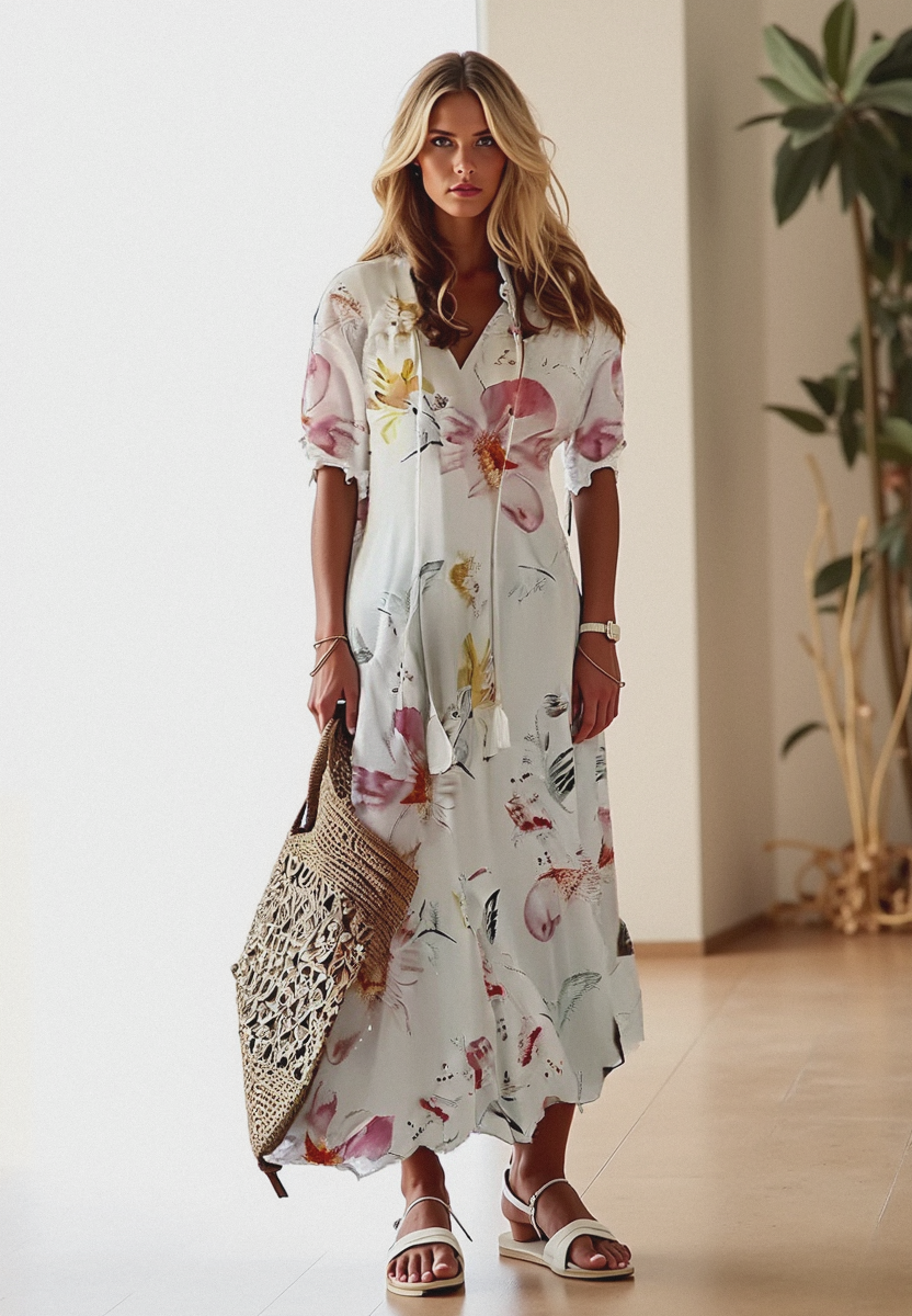 Isadora | Boho kvetované letné maxi šaty so zapínaním na gombíky