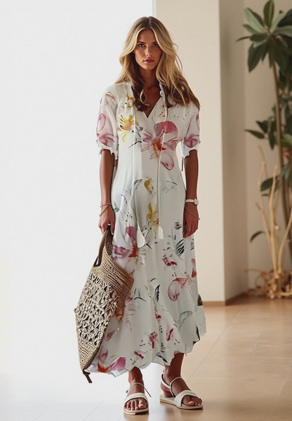 Isadora | Boho kvetované letné maxi šaty so zapínaním na gombíky
