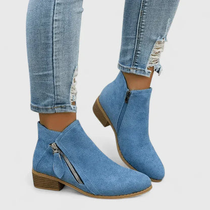 Theodora | Vintage denimové členkové čižmy so zipsom