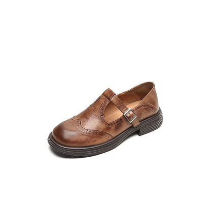 Calista | Vintage hnedé oxford mary jane topánky na platforme