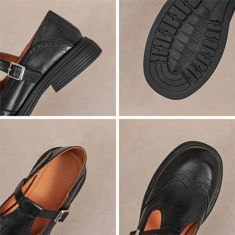 Calista | Vintage hnedé oxford mary jane topánky na platforme