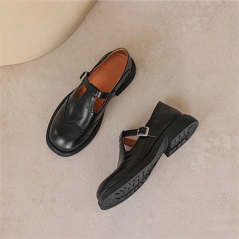 Calista | Vintage hnedé oxford mary jane topánky na platforme