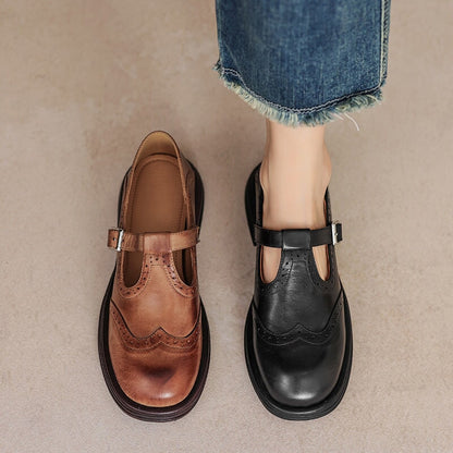 Calista | Vintage hnedé oxford mary jane topánky na platforme