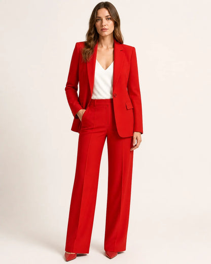 Women's tailored blazer and wide-leg trousers set – 09 red hero