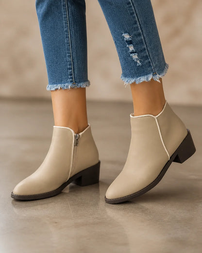 Momount women tapered toe side zip ankle boots