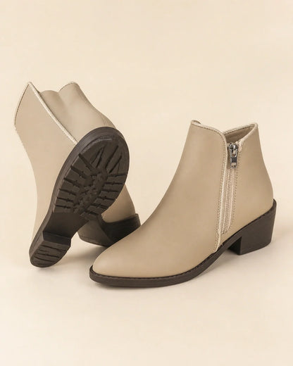 Momount women tapered toe side zip ankle boots