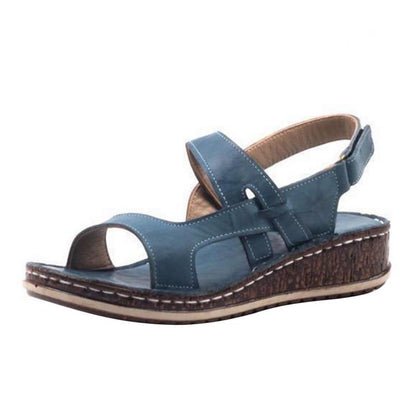 Momount Dámske sandále na kline – hnedá koža, otvorená špička, slingback, letné