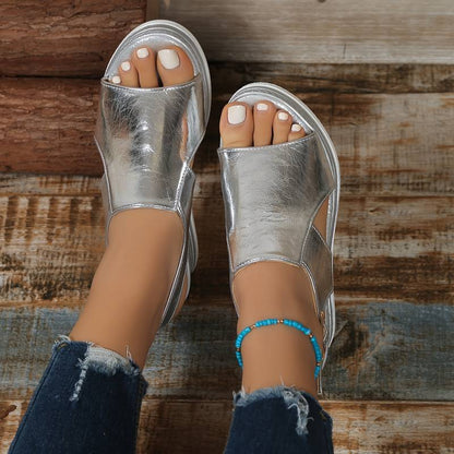 Momount dámske sandále na kline s platformou – pohodlné letné slingback s otvorenou špičkou, nastaviteľné, s odpruženou oporou