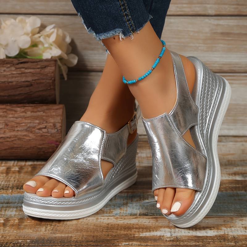 Momount dámske sandále na kline s platformou – pohodlné letné slingback s otvorenou špičkou, nastaviteľné, s odpruženou oporou