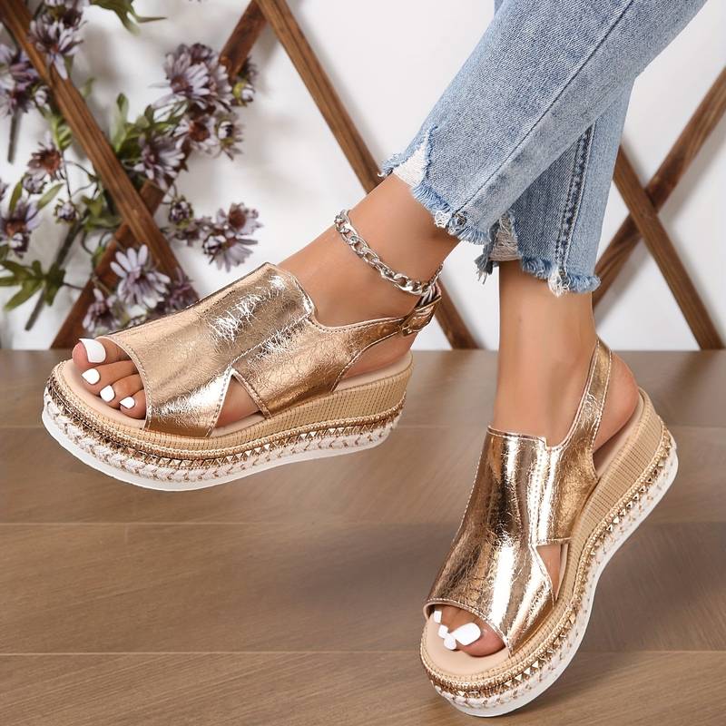 Momount dámske sandále na kline s platformou – pohodlné letné slingback s otvorenou špičkou, nastaviteľné, s odpruženou oporou