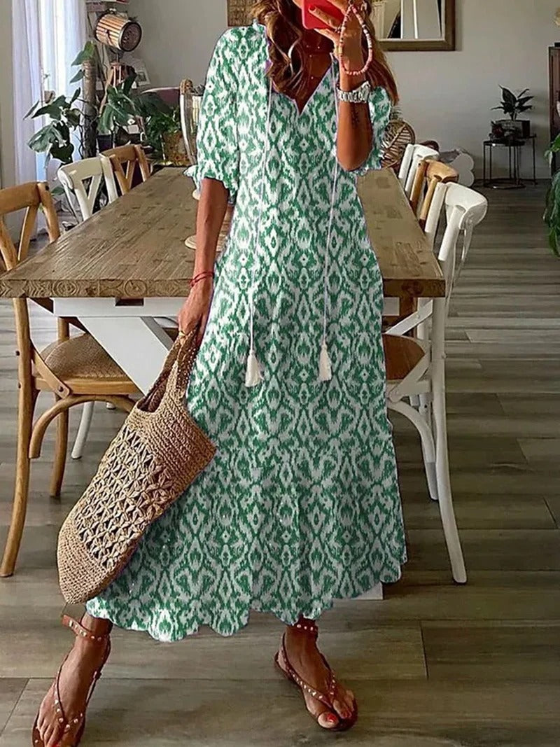 Isadora | Boho kvetované letné maxi šaty so zapínaním na gombíky