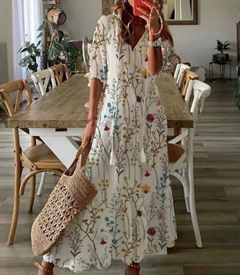 Isadora | Boho kvetované letné maxi šaty so zapínaním na gombíky