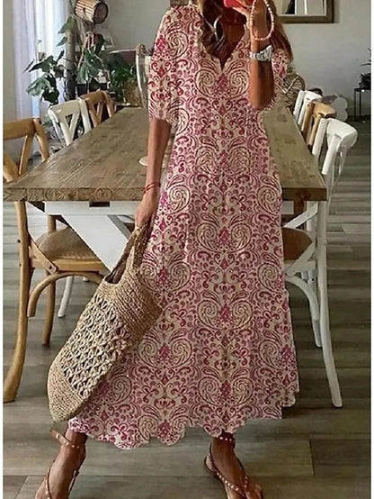 Isadora | Boho kvetované letné maxi šaty so zapínaním na gombíky