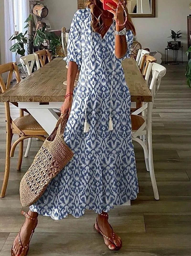 Isadora | Boho kvetované letné maxi šaty so zapínaním na gombíky